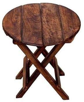 Wooden Round Folding Stool for Living Room Side Table