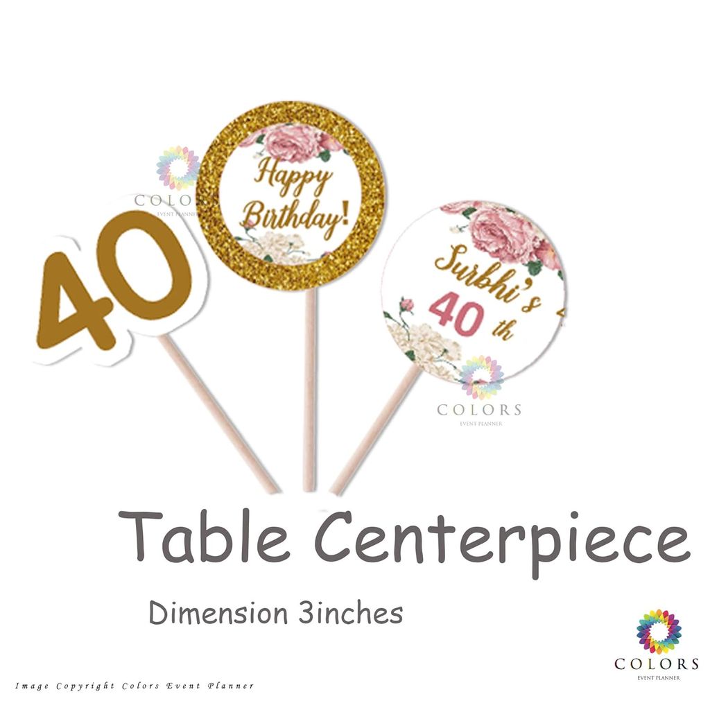 Colors Party Supplies Happy Birthday DIY Party Kit [Floral Peach-40th]