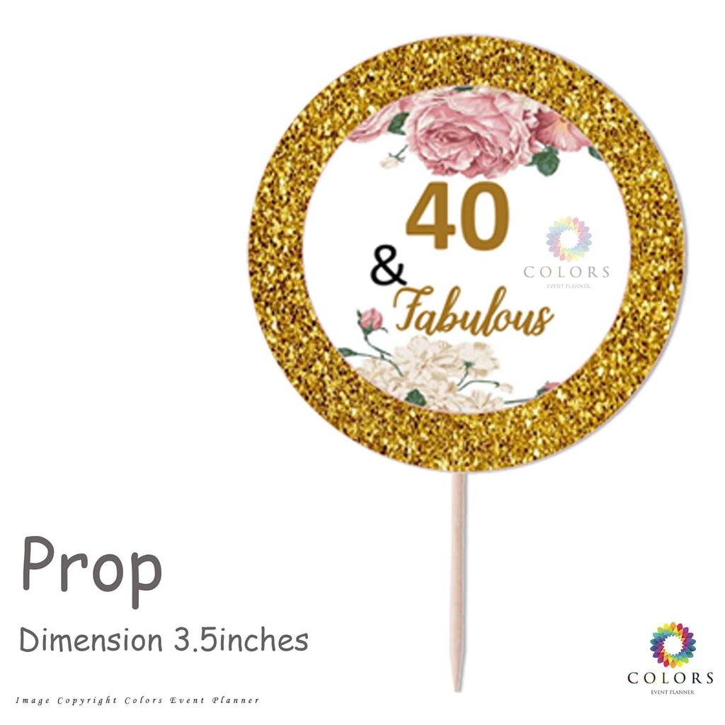 Colors Party Supplies Happy Birthday DIY Party Kit [Floral Peach-40th]