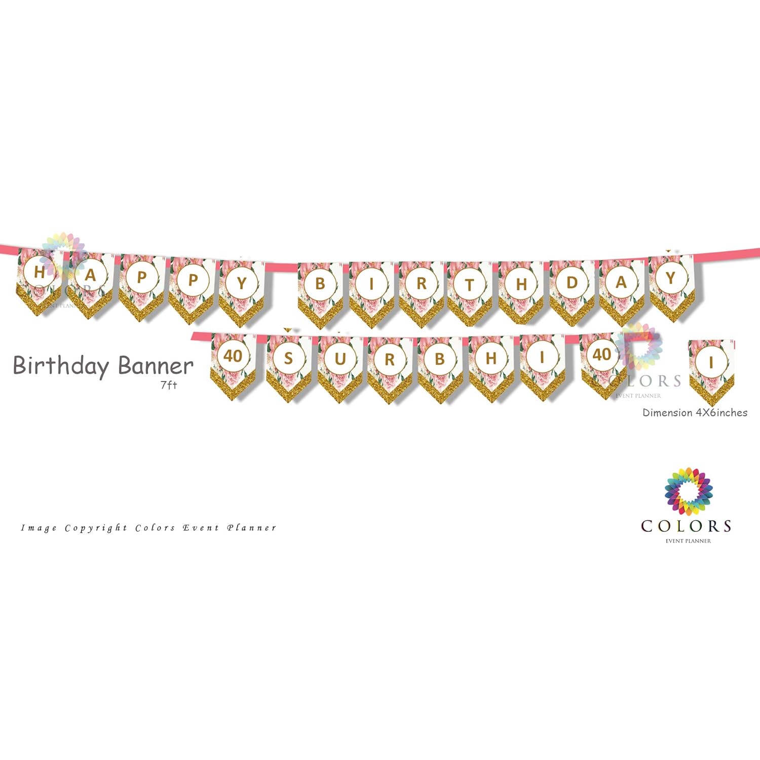 Colors Party Supplies Happy Birthday DIY Party Kit [Floral Peach-40th]