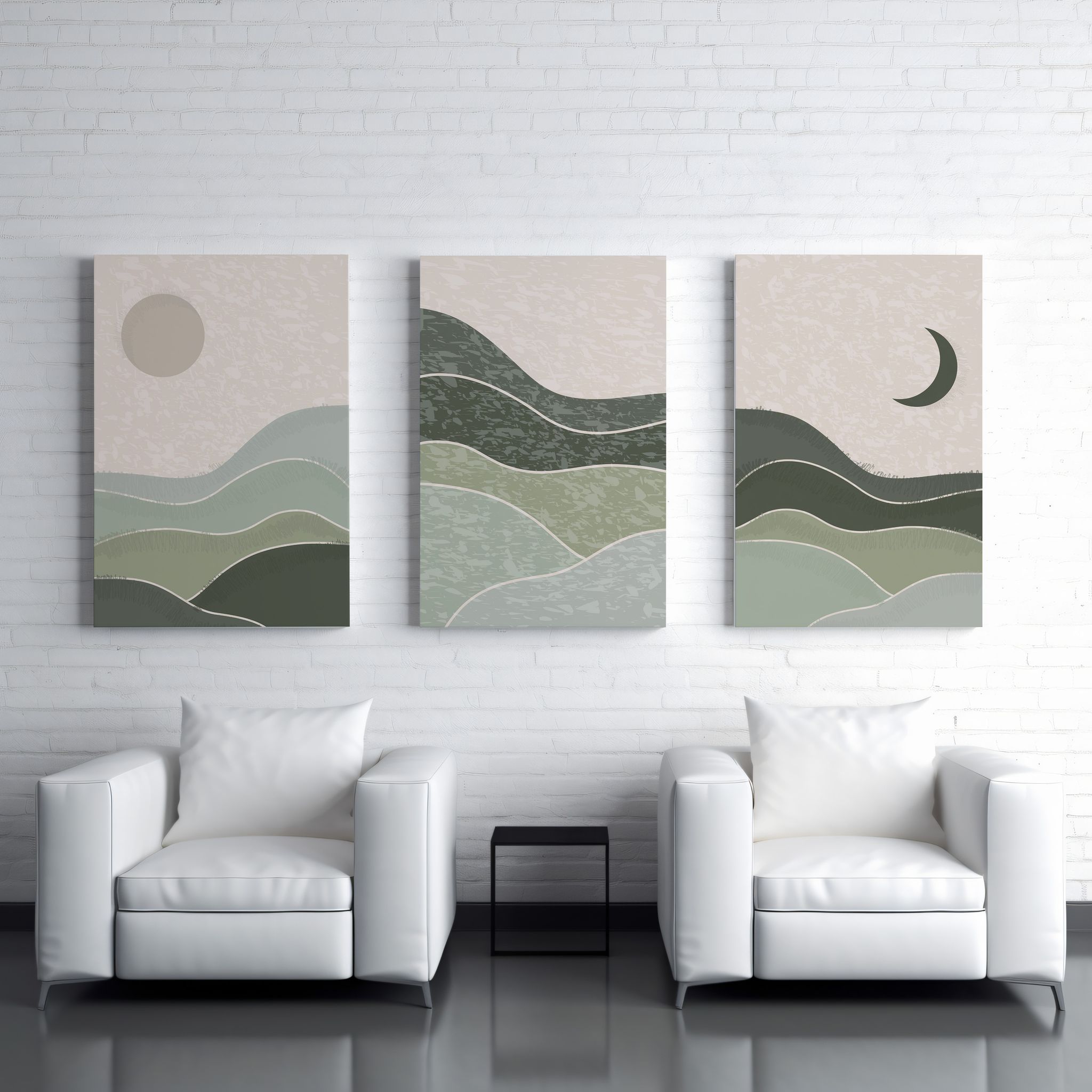 Rustic Charm Set of 3 Abstract Landscape Canvas Wall Painting for Living room, Office and Hotel | 16x24 inches Vertical Canvas Wall Frames for Home Interior and Decor |Abstract Clouds