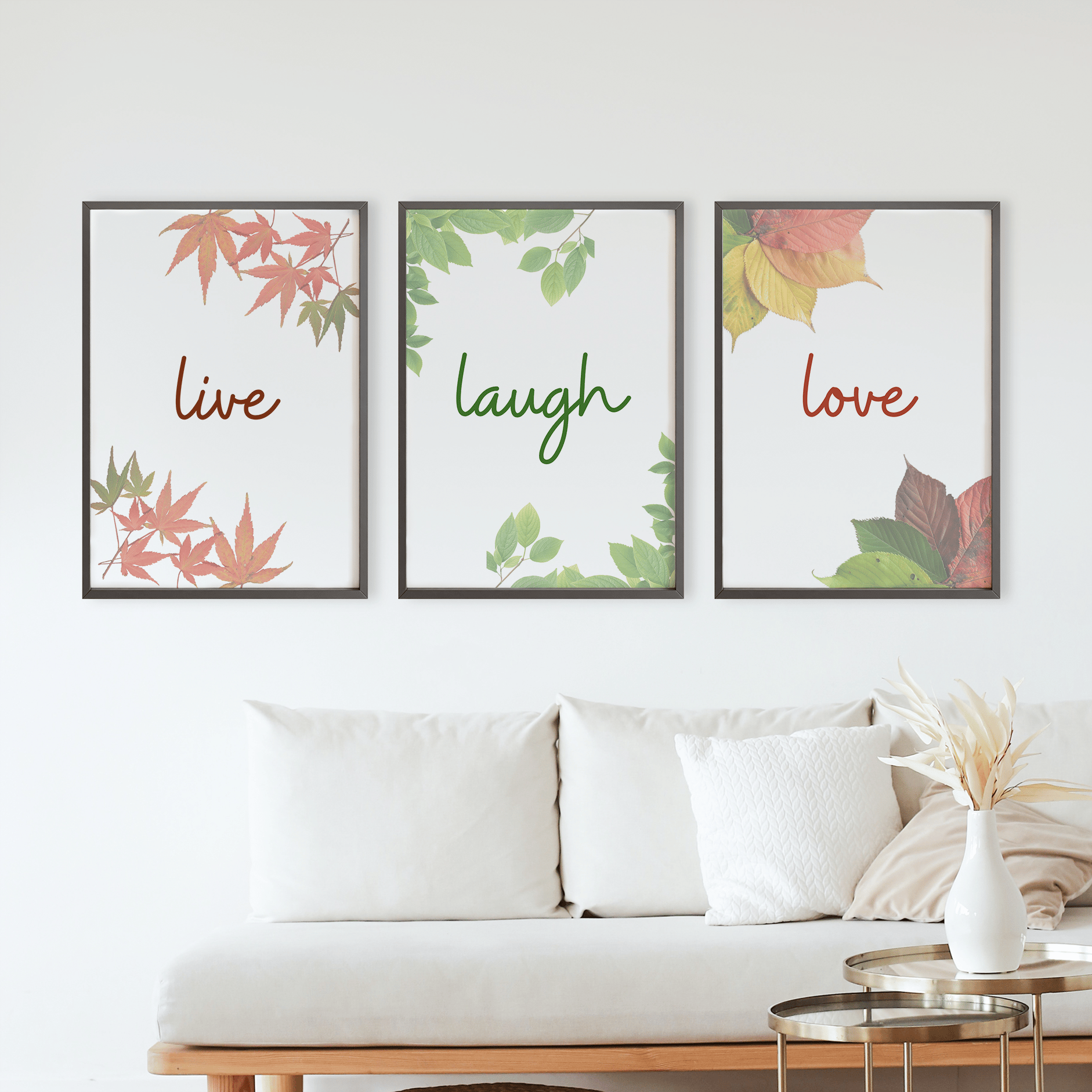 Rustic Charm Set of 3 Motivational Quotes Wall Art for Living room, Office & Gym   | Love Laugh|9 x 13 inches (A4)|Wenge