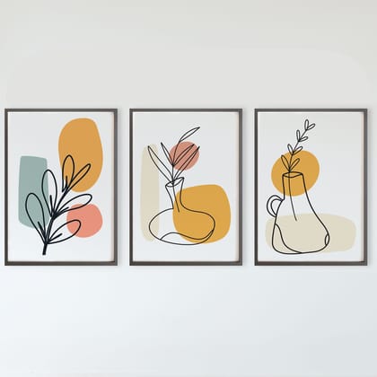 Rustic Charm Set of 3 Boho Wall Art for Living room, Bedroom, Office and Hotel | Minimal Boho|9 x 13 inches (A4)|Black