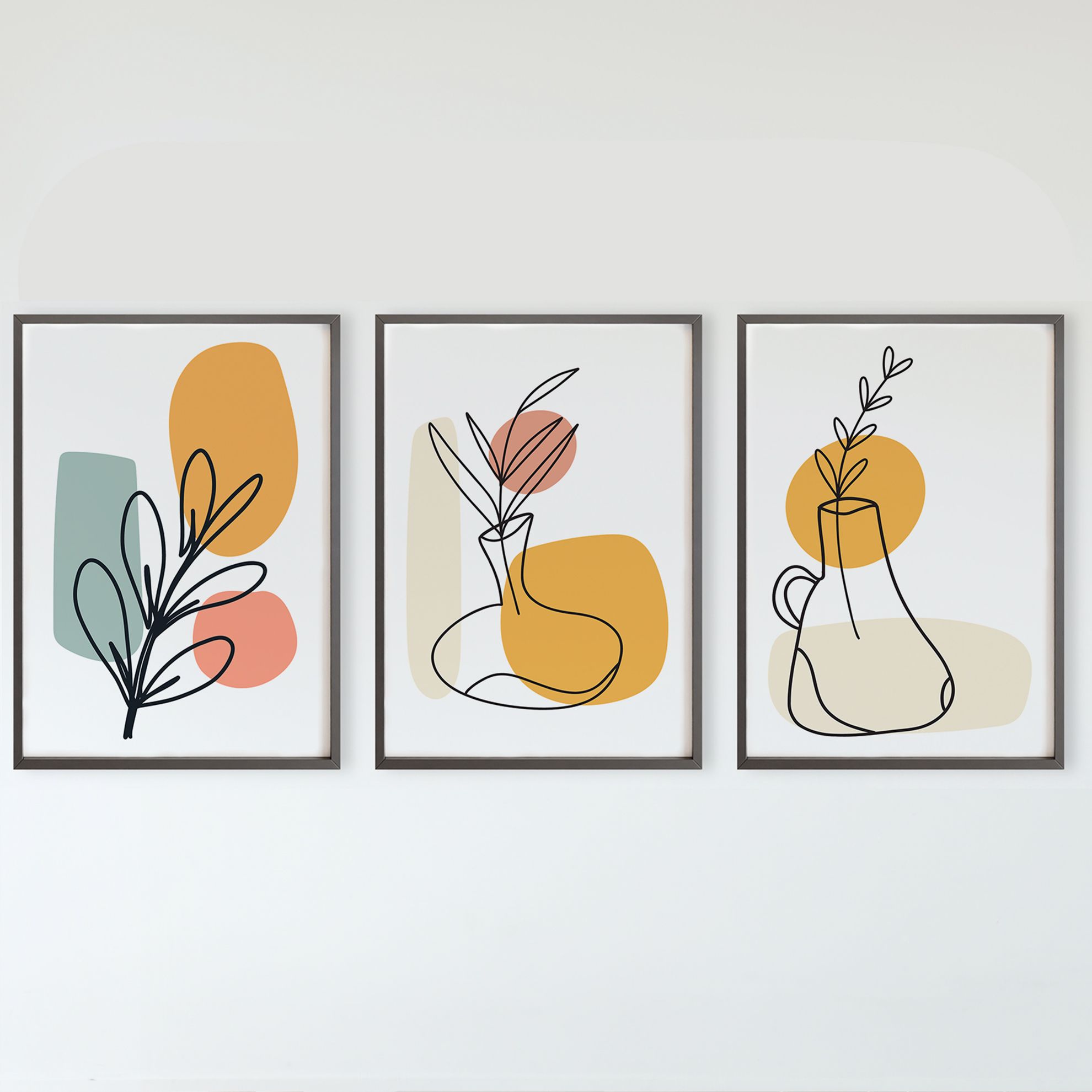 Rustic Charm Set of 3 Boho Wall Art for Living room, Bedroom, Office and Hotel | Minimal Boho|9 x 13 inches (A4)|Wenge