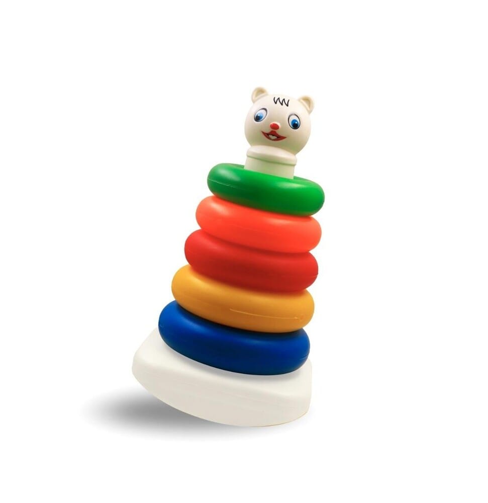 Nippon Baby Coloured Ring Stacker - Small Five Rings Baby Development Play and Learn Kit | Pre School Educational Toy