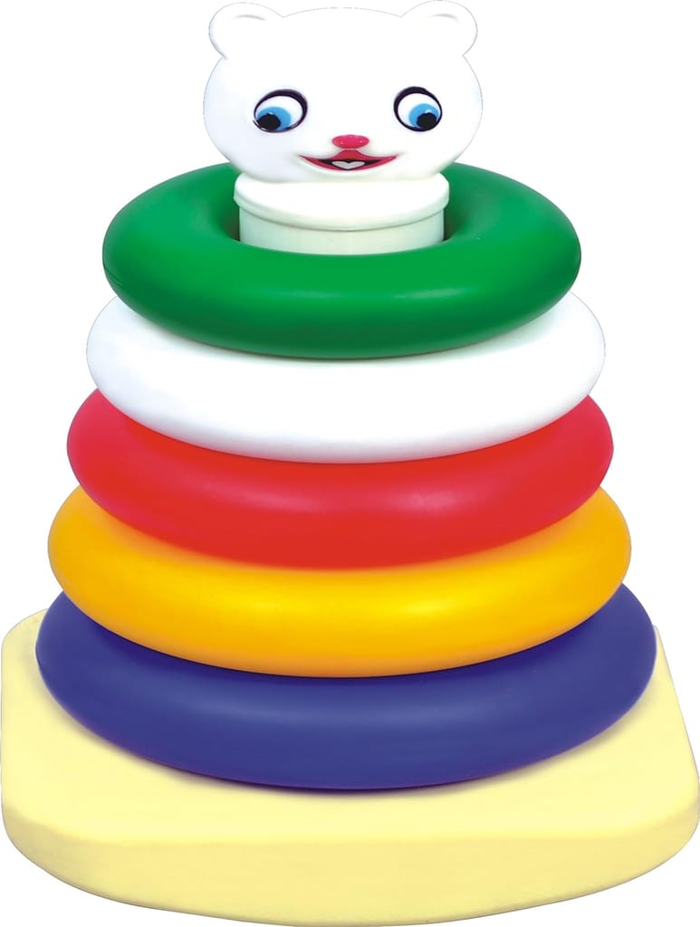 Nippon Baby Coloured Ring Stacker - Small Five Rings Baby Development Play and Learn Kit | Pre School Educational Toy