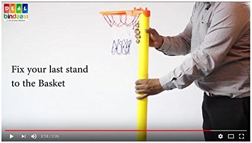 NIPPON Kid's Plastic Basket Ball Kit with 5 Level Adjustable Stand for 2-6 Years (LW-NT019_OG, Multicolour)