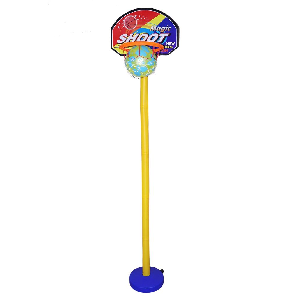 NIPPON Kid's Plastic Basket Ball Kit with 5 Level Adjustable Stand for 2-6 Years (LW-NT019_OG, Multicolour)