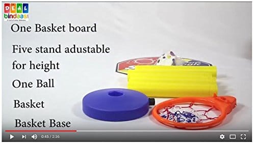 NIPPON Kid's Plastic Basket Ball Kit with 5 Level Adjustable Stand for 2-6 Years (LW-NT019_OG, Multicolour)