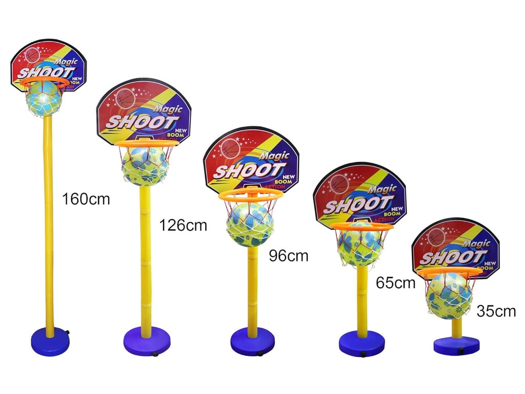 NIPPON Kid's Plastic Basket Ball Kit with 5 Level Adjustable Stand for 2-6 Years (LW-NT019_OG, Multicolour)