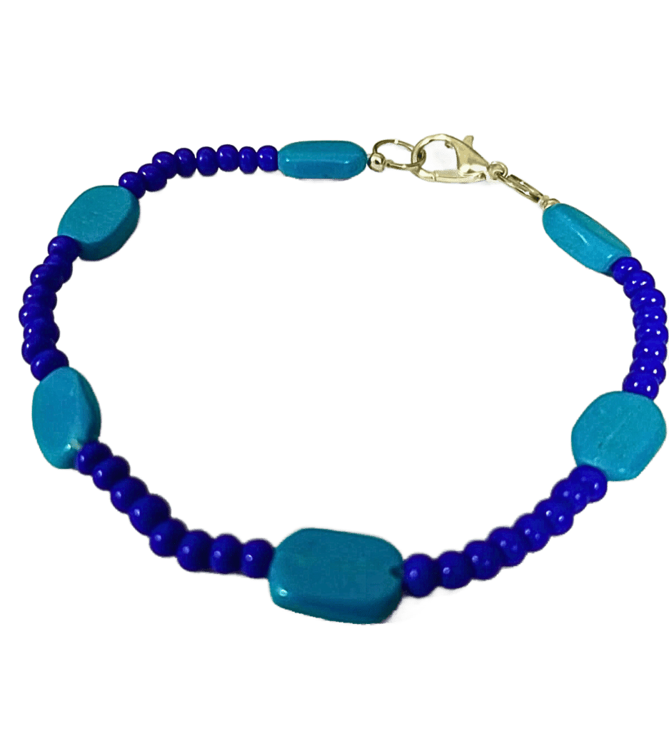 Acrylic Turquoise Flat and Seed Beads Bracelet-(BL-15)