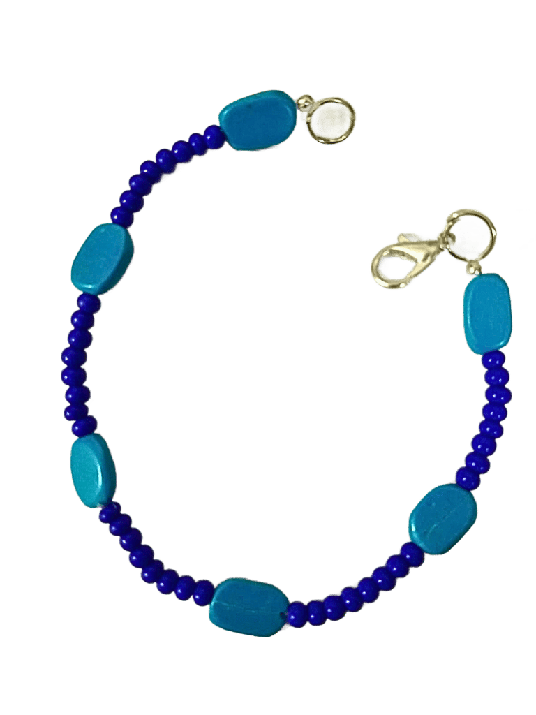 Acrylic Turquoise Flat and Seed Beads Bracelet-(BL-15)