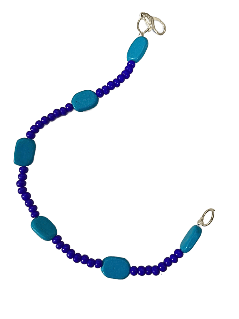 Acrylic Turquoise Flat and Seed Beads Bracelet-(BL-15)