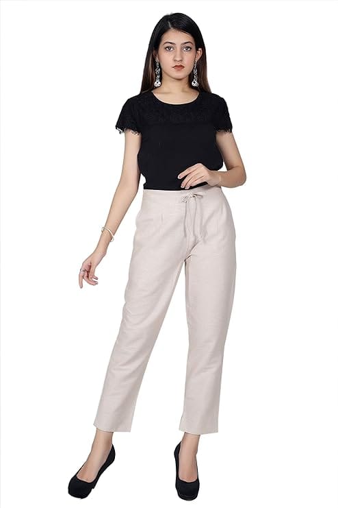 ceil Women's & Girls Cotton Pyjama/Lounge PantsSlim Pants Trouser Casual Bottom Wear for Girls with Pockets Both Side