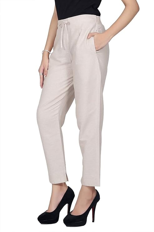 ceil Women's & Girls Cotton Pyjama/Lounge PantsSlim Pants Trouser Casual Bottom Wear for Girls with Pockets Both Side