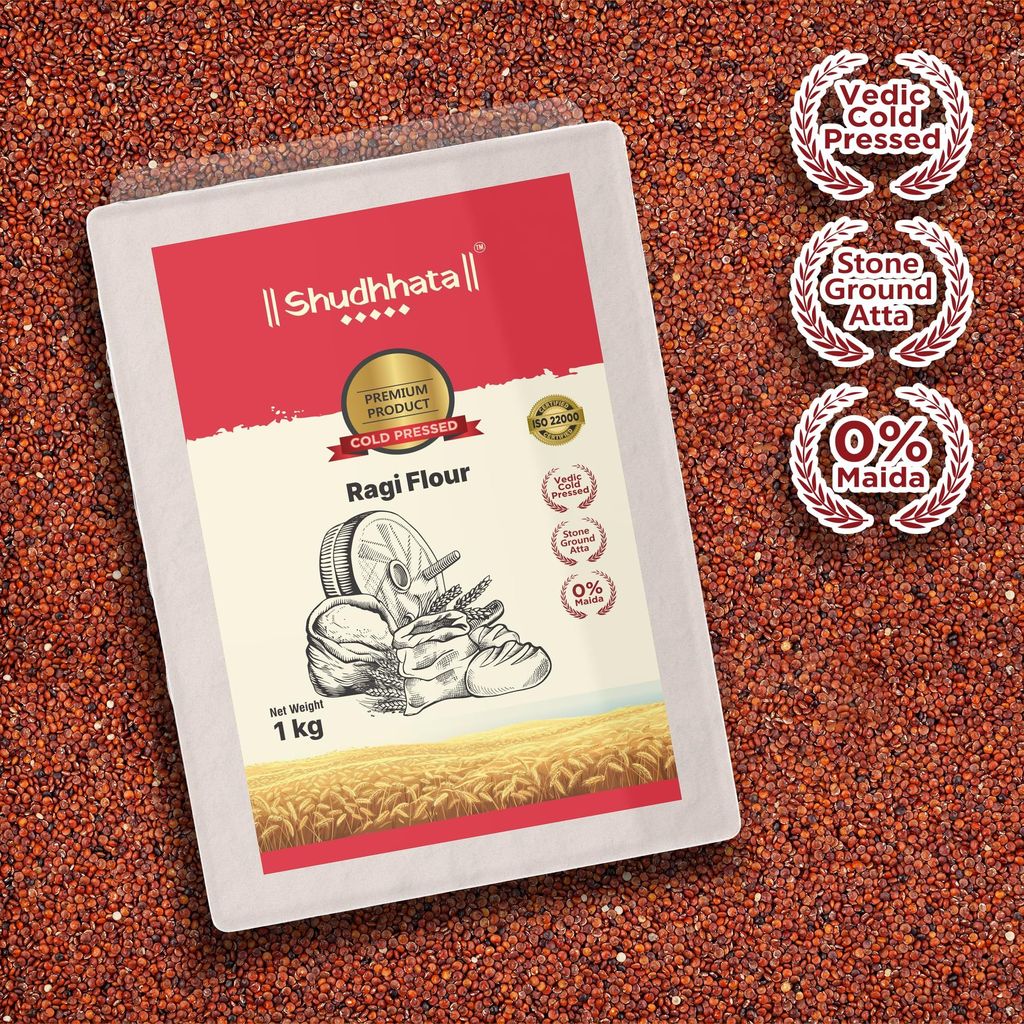 Shudhaata Premium Ragi Atta (1kg) - Wholesome Finger Millet Flour Packed with Nutrients