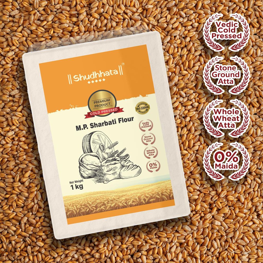 Shudhaata M.P. Sharbati Sihori Wheat Atta (1kg) - Premium Wheat Flour for Wholesome Goodness