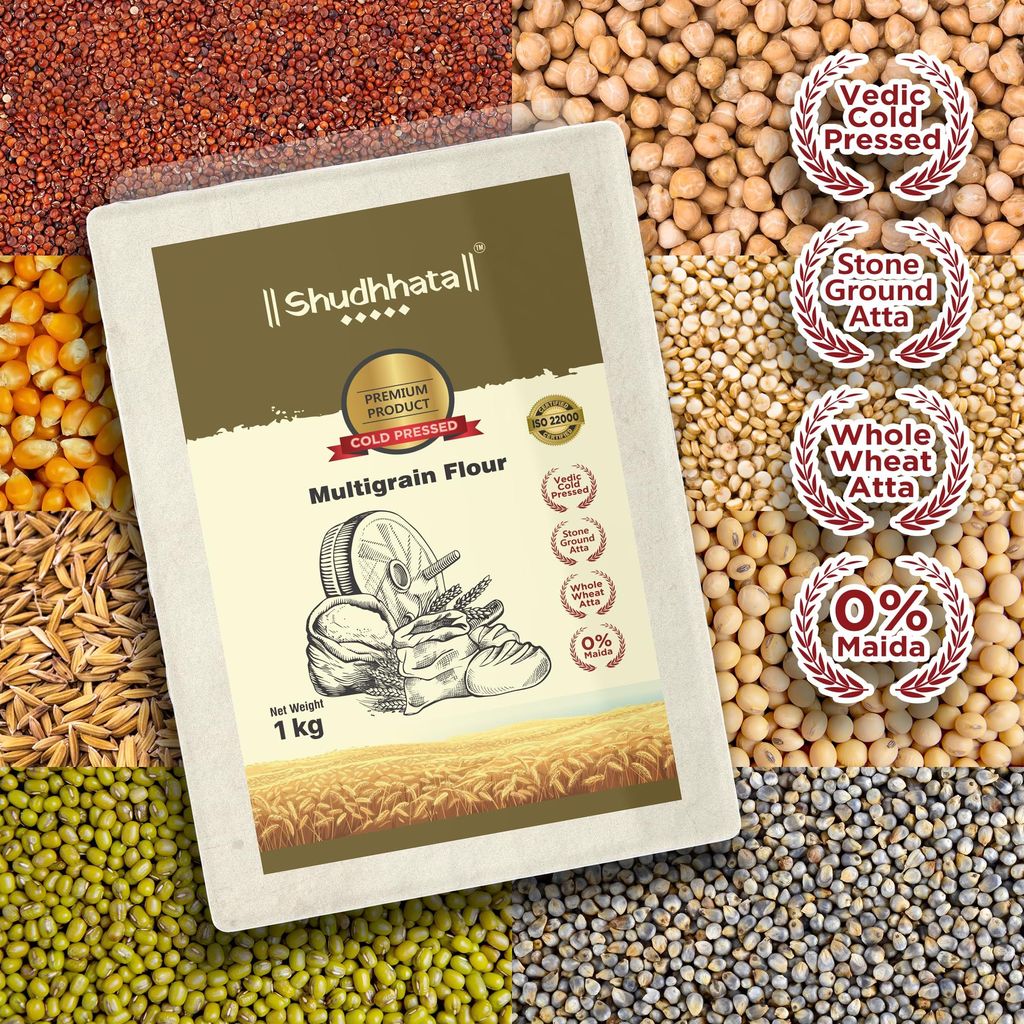 Shudhaata Premium Multigrain Atta (1kg) - Assorted Grains for Nutritious Goodness
