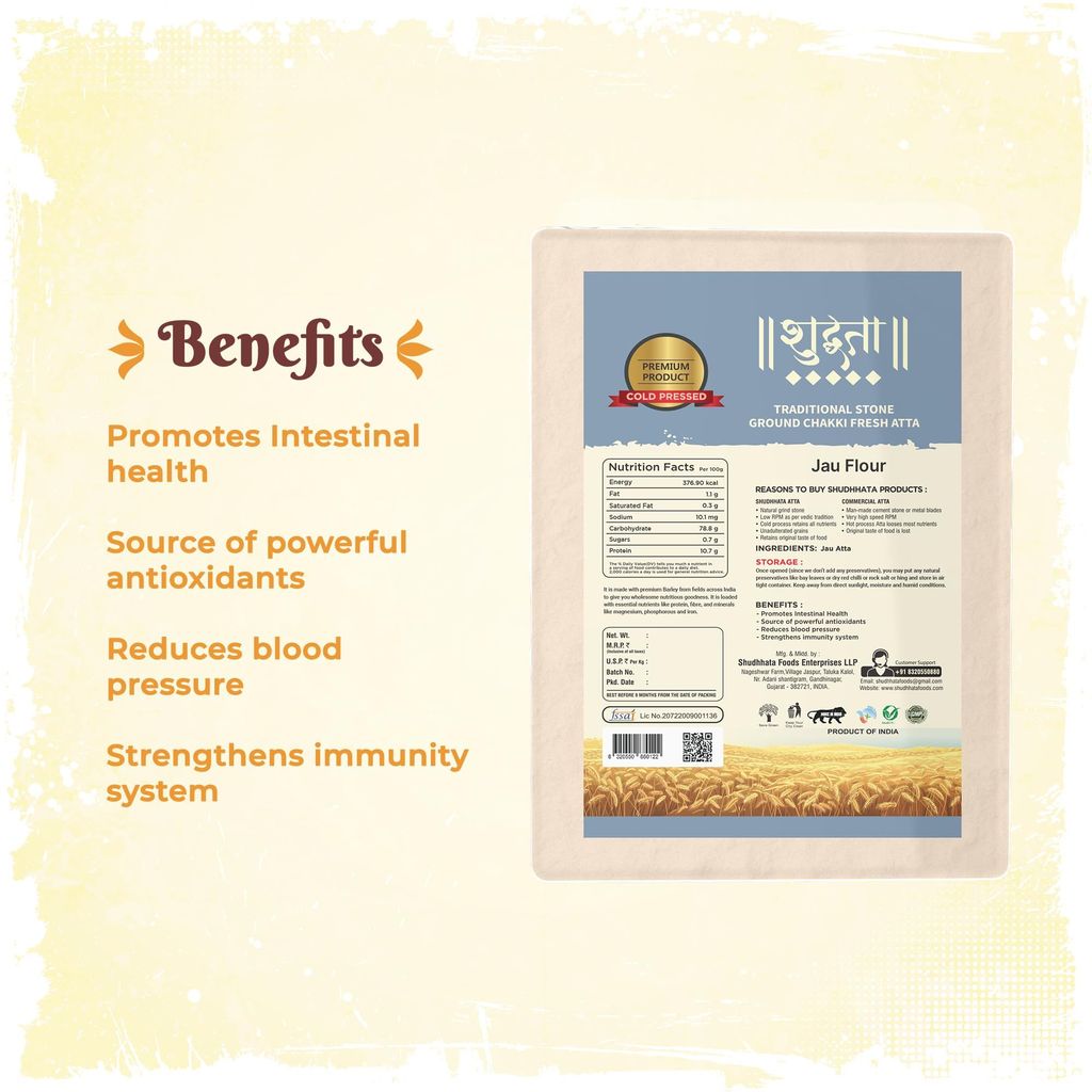 Shudhaata Premium Barley Atta (1kg) - Wholesome Nutritious Goodness from India's Fields