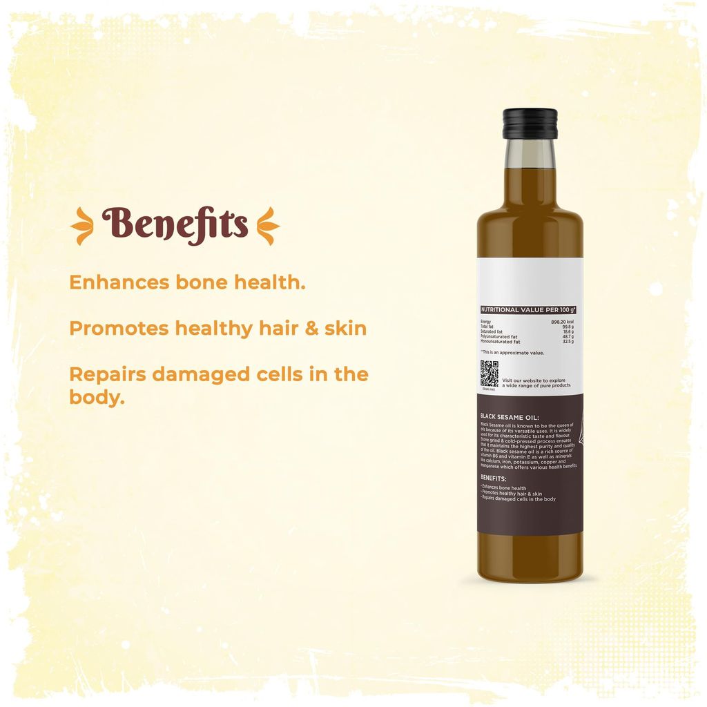 Shudhaata Black Sesame Oil (1L) - Queen of Oils Rich in Vitamin B6, Vitamin E, and Minerals