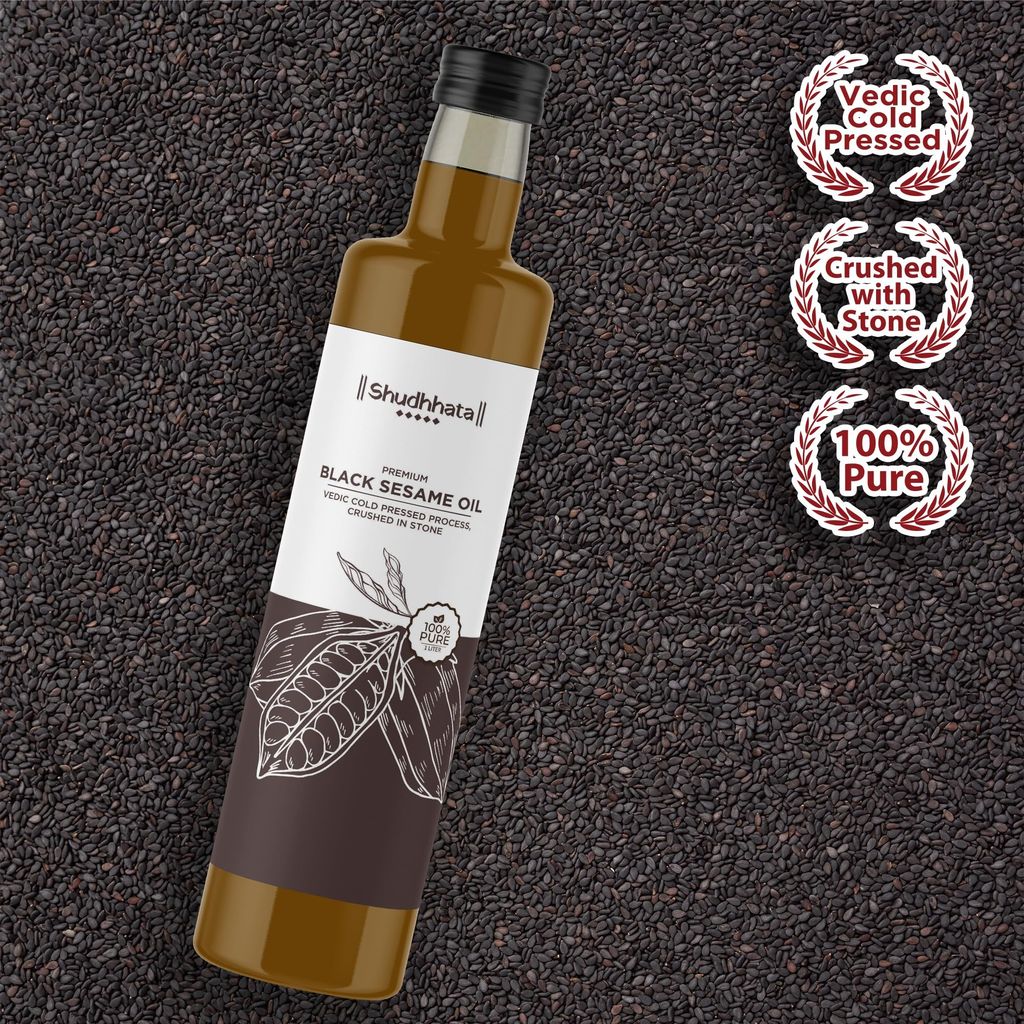 Shudhaata Black Sesame Oil (1L) - Queen of Oils Rich in Vitamin B6, Vitamin E, and Minerals