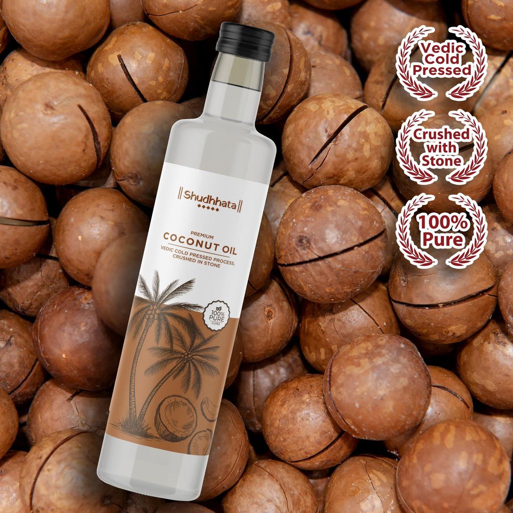 Shudhaata Coconut Oil (1L) - Multi-Purpose, Oil Rich in Saturated Fatty Acids