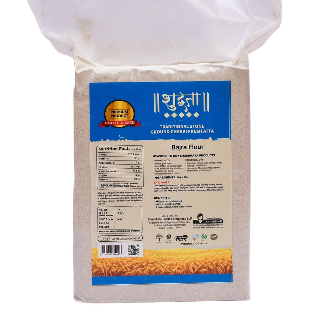 Shudhaata Premium Bajra Atta (1kg) - Wholesome Nutritious Goodness from India's Fields