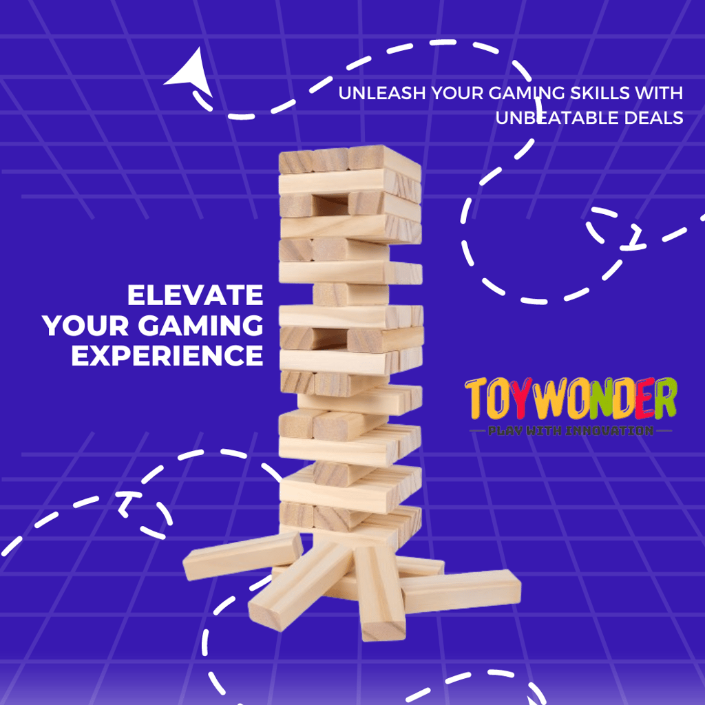 TOYWONDER Wooden 54 Wooden Building Block,Board Games, Party Game, Tumbling Tower Game for Kids and Adults, Tumbling Tower Games, Wooden Blocks Game,Stacking Game Challenging, Maths Game (Pack of 01)
