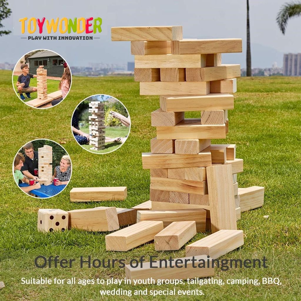 TOYWONDER Wooden 54 Wooden Building Block,Board Games, Party Game, Tumbling Tower Game for Kids and Adults, Tumbling Tower Games, Wooden Blocks Game,Stacking Game Challenging, Maths Game (Pack of 01)