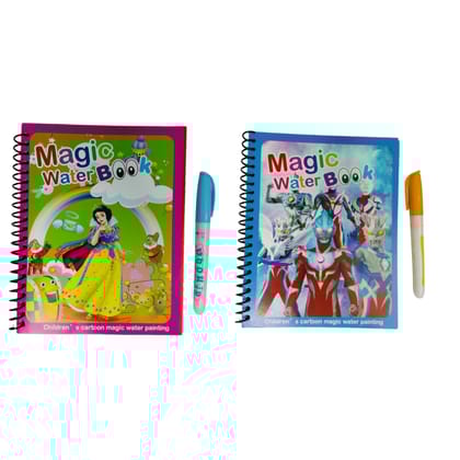 7AYS Colouring books for boys and girls- Cartoon themed colouring books for kid - 2Combo pack-Water Magic books with doodle pens-Reusable coloring books-Water colouring book for kid,Painting books kid