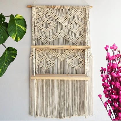 2-Tier Macrame Hanging Shelf