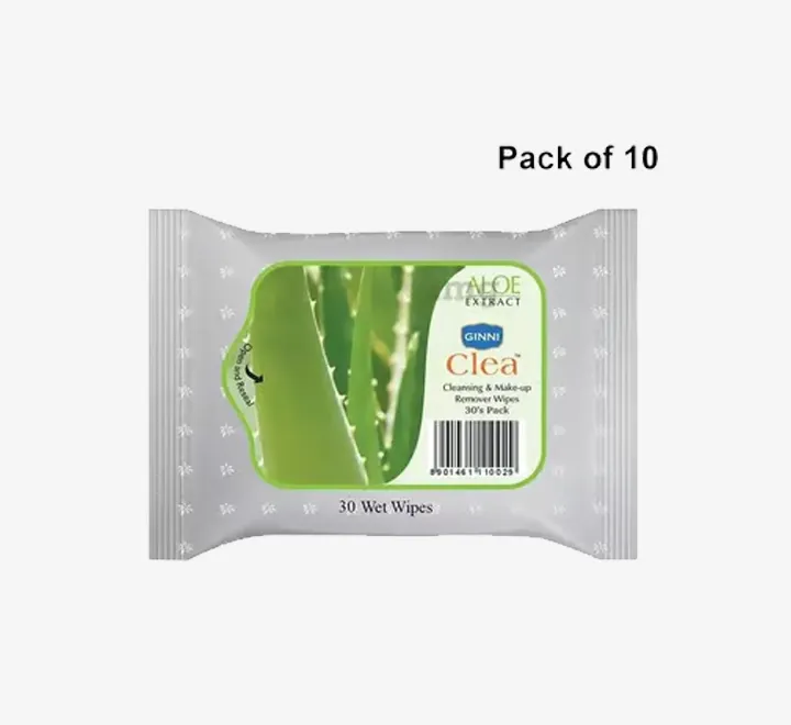 Clea Cleansing & Makeup Remover Wet Wipes (10 Wipes Per Pack)(Pack of 10)(Cucumber Flavour)