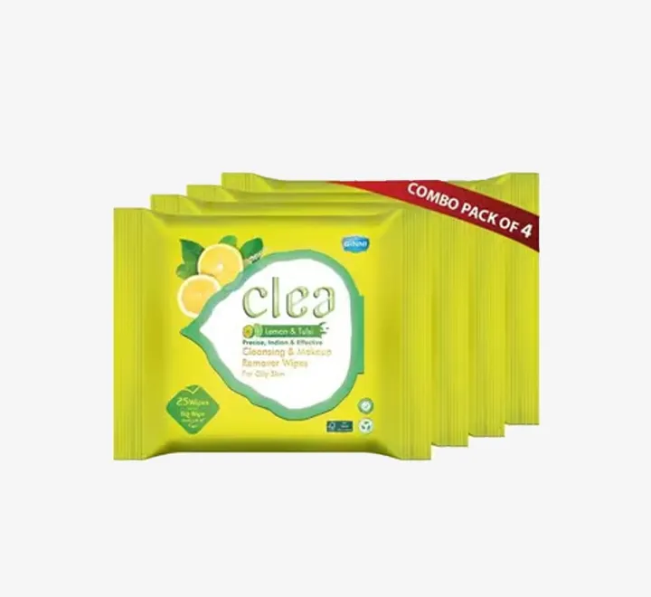 Clea Cleansing & Makeup Remover Wet Wipes (8 Wipes Per Pack)(Khus & Ecualyptus Flavour)(Pack of 10)