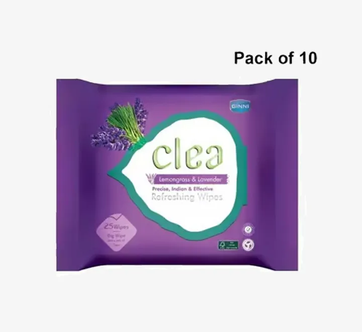 Clea Cleansing & Makeup Remover Wet Wipes (10 Wipes Per Pack) (Pack of 10) (Rose Flavour)