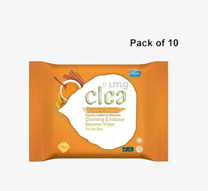 Clea Cleansing & Makeup Remover Wet Wipes (Pack of 10) (25 Wipes Per Pack) (Lemon & Tusli Flavour)
