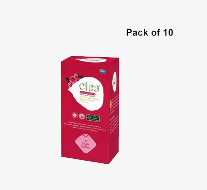 Clea Cleansing & Makeup Remover Wet Wipes (Pack of 10) (10 Single Sachets Per Pack) (Haldi & Chandan Flavour)