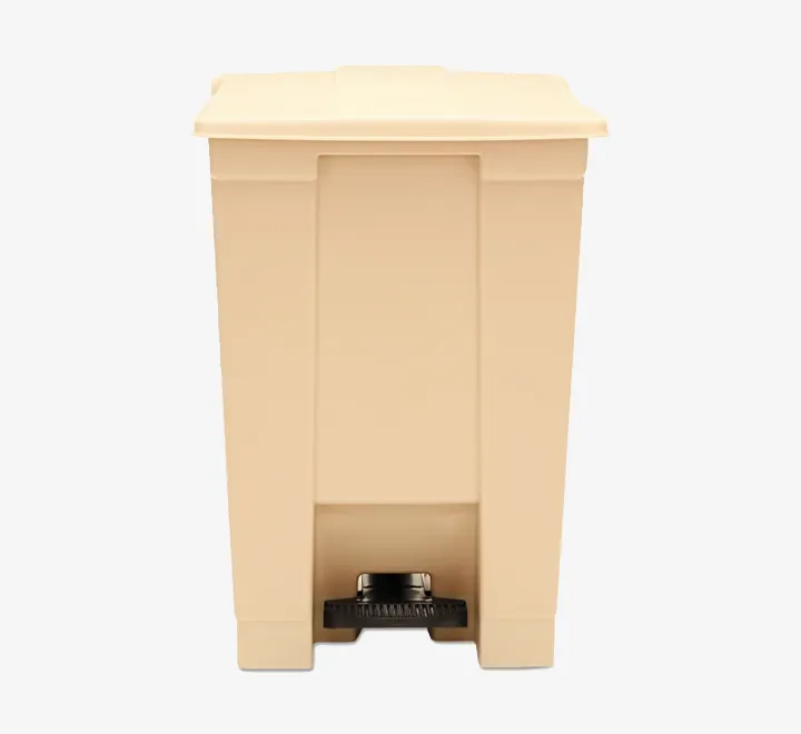 Rubbermaid Commercial FG614400BEIG Step-On Lid Wastebasket, 12-gallon, Beige Red