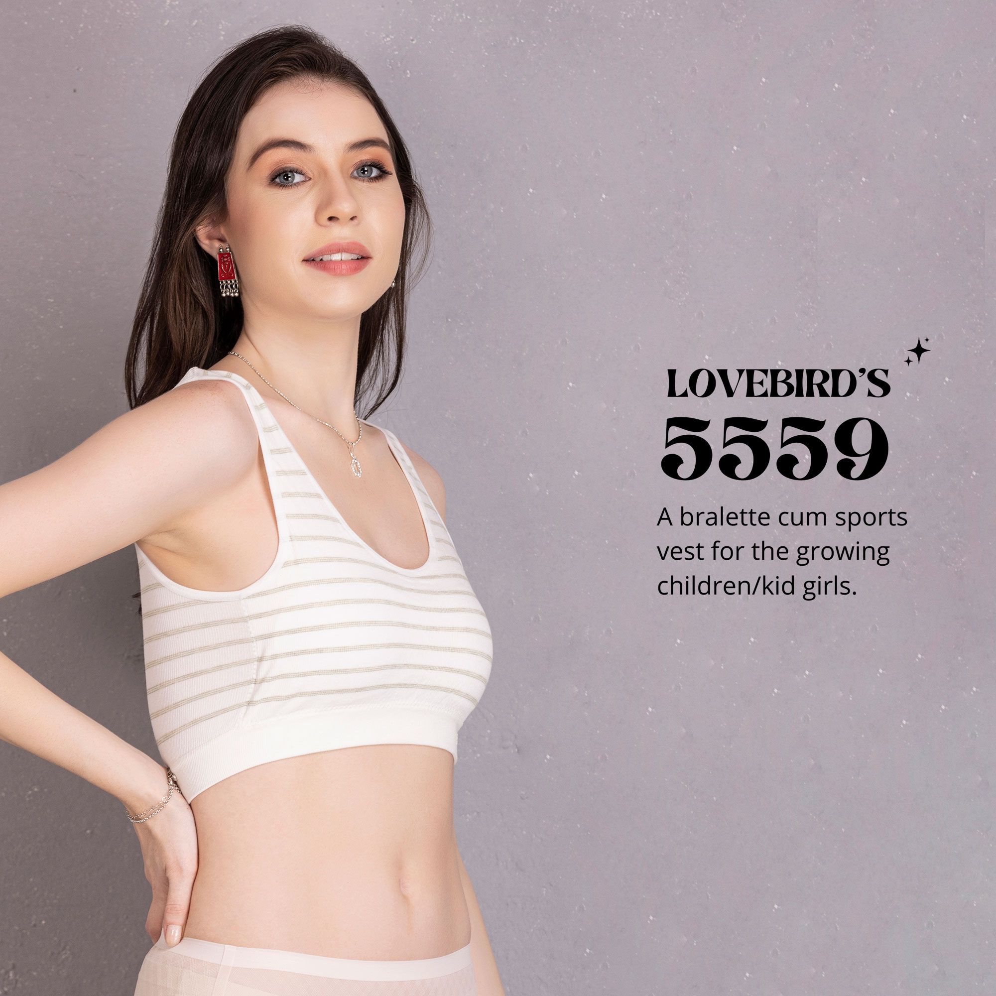 5559 Stripe Sporty Bralette Bra for Kids