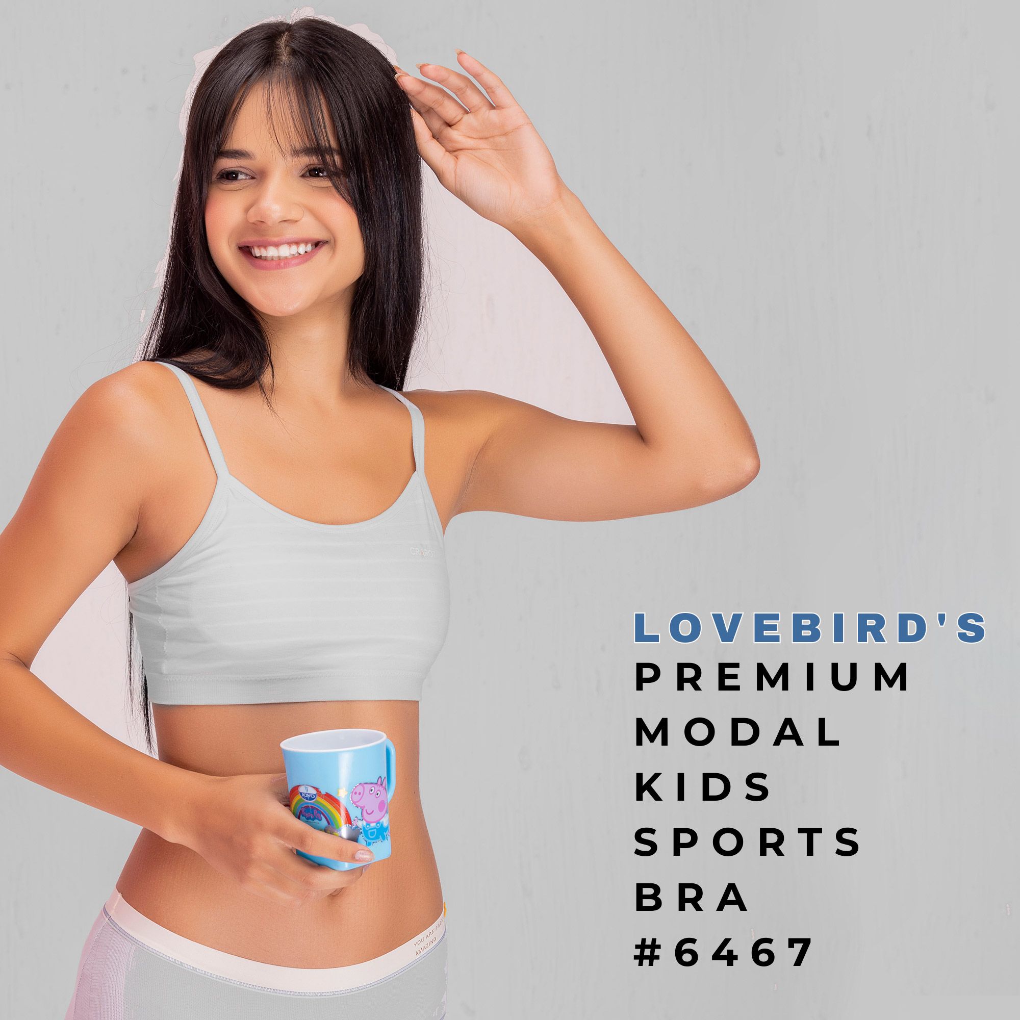 6467 Stripe Sporty Bralette Bra for Kids