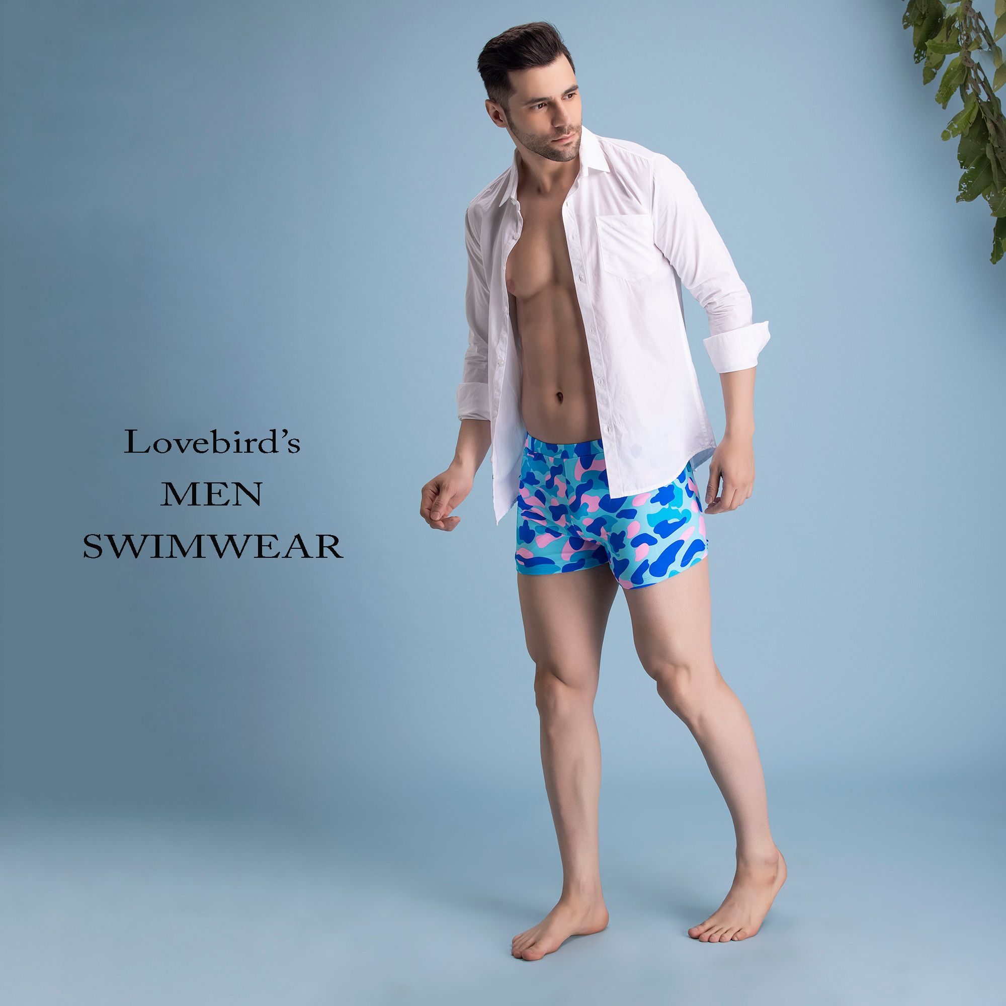 Chlroine Resistive Camouflage Print Men's Swimwear for Daily Use