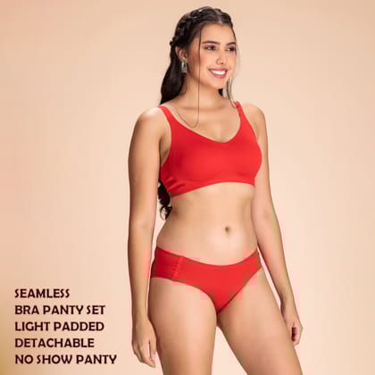 Seamless Bridal T-Shirt Without Wire Full Coverage High Support Bra Panty Set