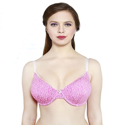 HEART PRINT LOW CUT PADDED BRA