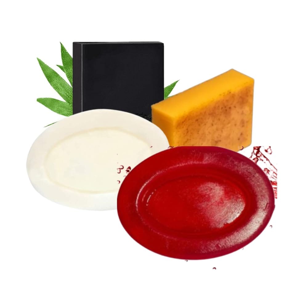 Glow Me Natural Organic Handmade | Charcoal, Goat Milk, Turmaric Soaps | Face and Bath Soap (For Skin Brightening, Moisturising,| Promotes Even Skin Tone,100x4 (PACK FOR 4)