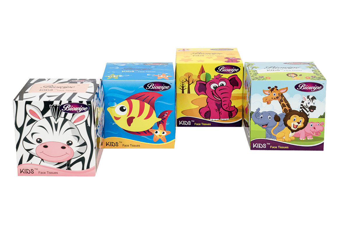 Biowipe Kids Face Tissue Pack of 2 | 90 pulls in each box | virgin pulp|