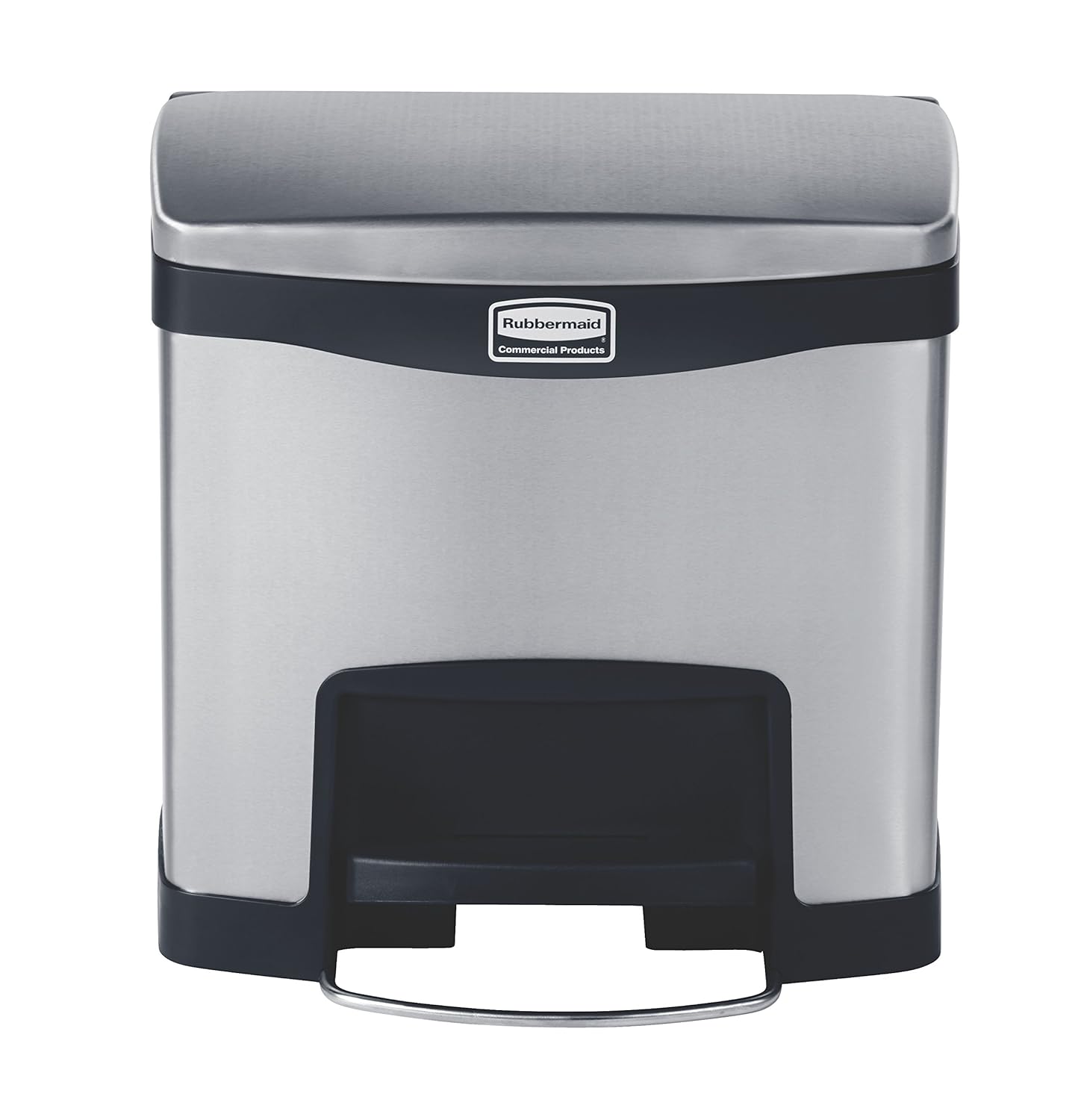 Rubbermaid 1901982 Slim Jim 4 Gal Step-On Stainless Steel Front Step, Black