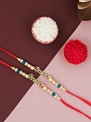 Lucky Jewellery Designer Rakhi - Rakshabandhan Pearl Rakhee Bracelet for Brother/Bhaiya/Bhai/Bhabhi Pack of 2 (66-CHR1-1964-2)