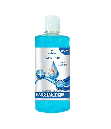 Vetoni Hand Sanitizer - 70% Alcohol, Killing off 99.99% of Germs & Bacteria (500 ml.) - MADE IN INDIA with premium quality ingredients