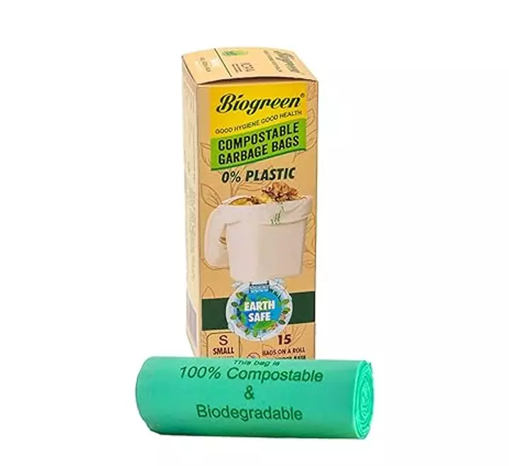 Biogreen Garbage Bag |15 Bags in each Roll | Compostable Garbage Bag | Earth Safe
