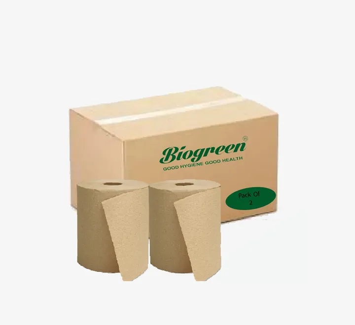 Biogreen HRT Paper Towel Roll 150 Meters 12 Rolls |High Absorbent |Universal size Compatible with all Dispenser - White