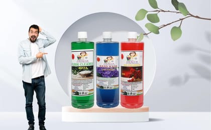 Home Care Combo Floor Cleaner Mogra, Hand Wash Lavender & Air Freshner Rose 1 Litre (Pack of 3)
